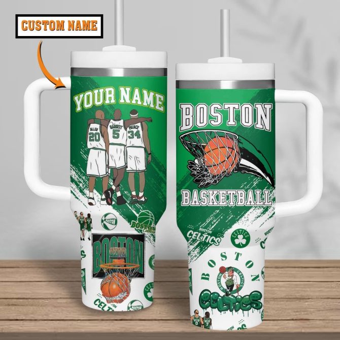 Boston Celtics Nba Custom Stanley Quencher 40Oz Stainless Steel Tumbler