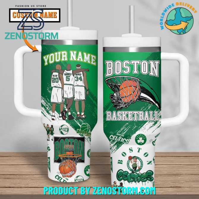 Boston Celtics Nba Custom Stanley Quencher 40Oz Stainless Steel Tumbler With Handle
