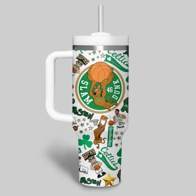 Boston Celtics Nba Custom Stanley Quencher 40Oz Stainless Steel Tumbler With Handle - Image 3