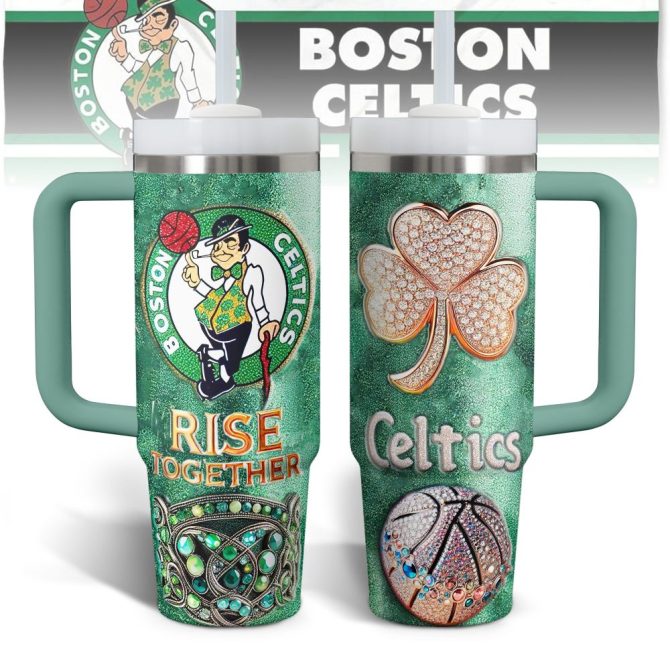 Boston Celtics Nba Custom Stanley Quencher 40Oz Stainless Steel Tumbler With Handle
