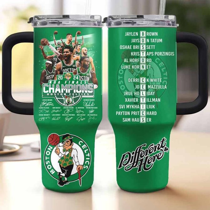 Boston Celtics Nba Custom Stanley Quencher 40Oz Stainless Steel Tumbler With Handle - Image 2