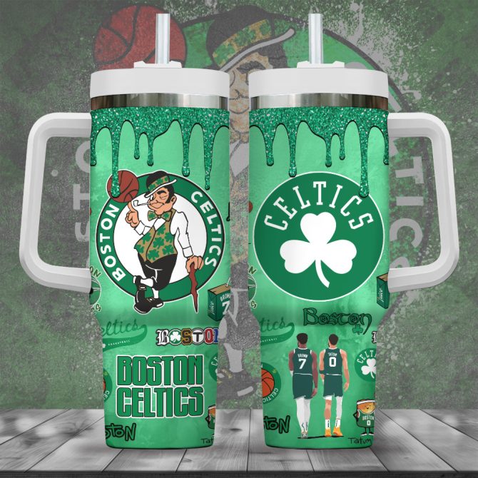 Boston Celtics Nba Custom Stanley Quencher 40Oz Stainless Steel Tumbler With Handle