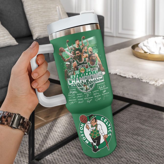 Boston Celtics Nba Custom Stanley Quencher 40Oz Stainless Steel Tumbler With Handle - Image 2