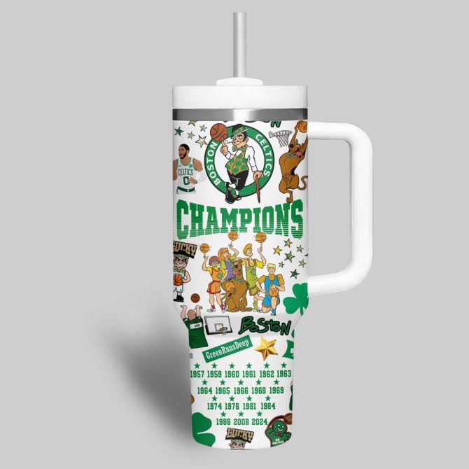 Boston Celtics Nba Custom Stanley Quencher 40Oz Stainless Steel Tumbler With Handle - Image 2