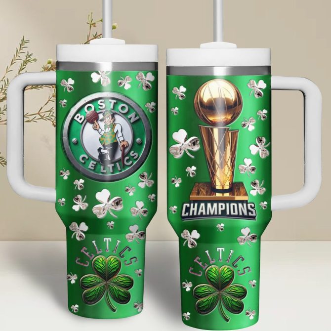 Boston Celtics Nba Custom Stanley Quencher 40Oz Stainless Steel Tumbler With Handle