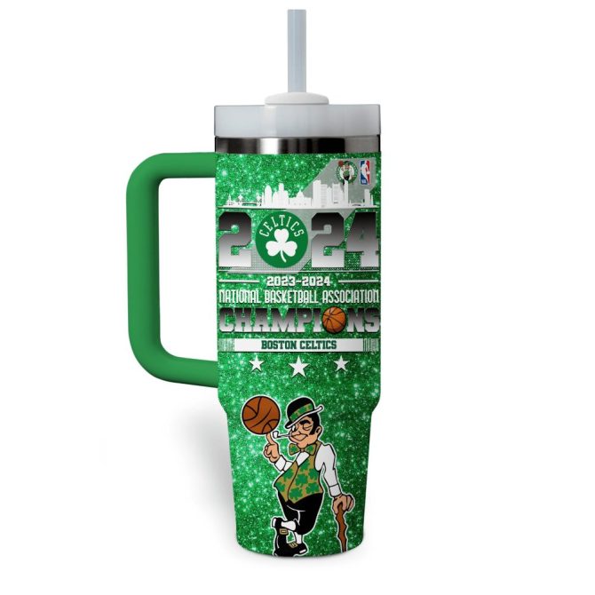 Boston Celtics Nba Custom Stanley Quencher 40Oz Stainless Steel Tumbler With Handle - Image 2
