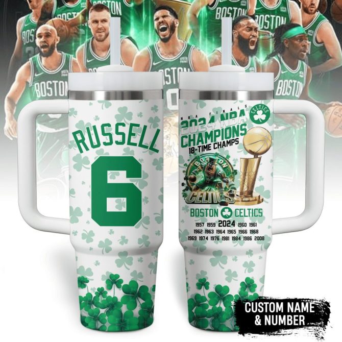 Boston Celtics Nba Custom Stanley Quencher 40Oz Stainless Steel Tumbler With Handle - Image 3
