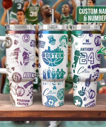 Boston Celtics Nba Custom Stanley Quencher 40Oz Stainless Steel Tumbler With Handle