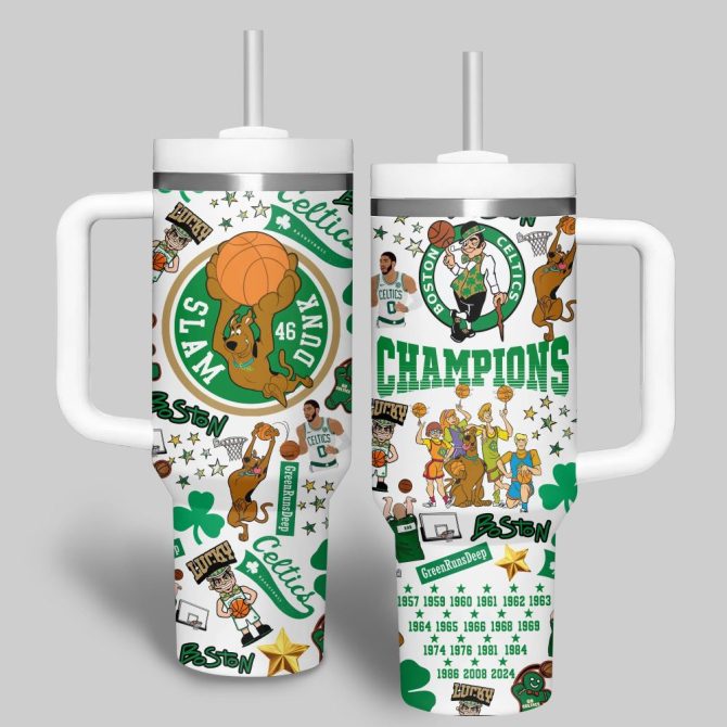 Boston Celtics Nba Custom Stanley Quencher 40Oz Stainless Steel Tumbler With Handle
