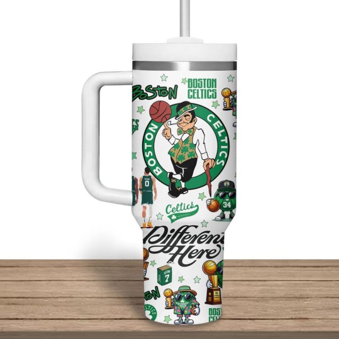 Boston Celtics Nba Custom Stanley Quencher 40Oz Stainless Steel Tumbler With Handle - Image 2