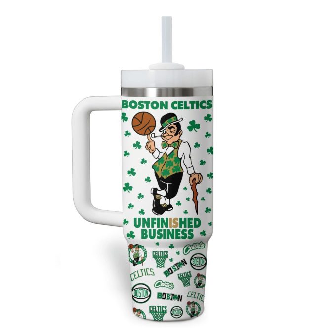 Boston Celtics Nba Custom Stanley Quencher 40Oz Stainless Steel Tumbler With Handle - Image 3