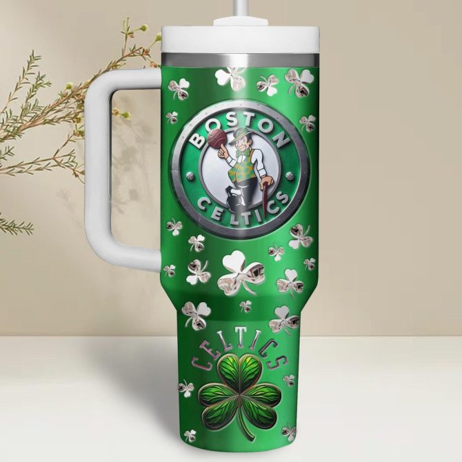 Boston Celtics Nba Custom Stanley Quencher 40Oz Stainless Steel Tumbler With Handle - Image 2