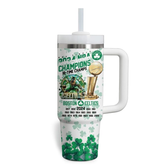 Boston Celtics Nba Custom Stanley Quencher 40Oz Stainless Steel Tumbler With Handle - Image 2