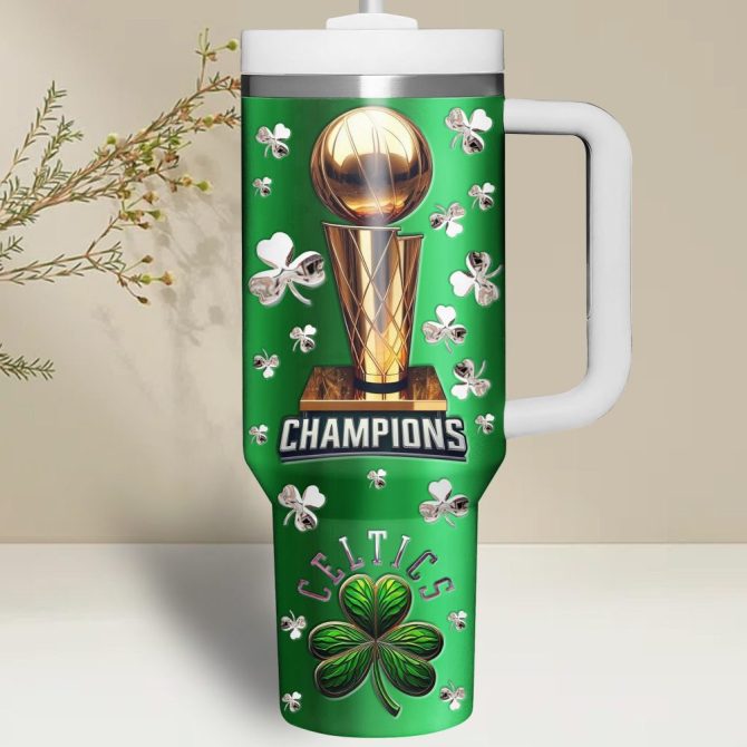 Boston Celtics Nba Custom Stanley Quencher 40Oz Stainless Steel Tumbler With Handle - Image 3