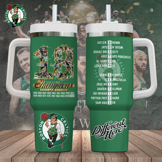 Boston Celtics Nba Custom Stanley Quencher 40Oz Stainless Steel Tumbler With Handle