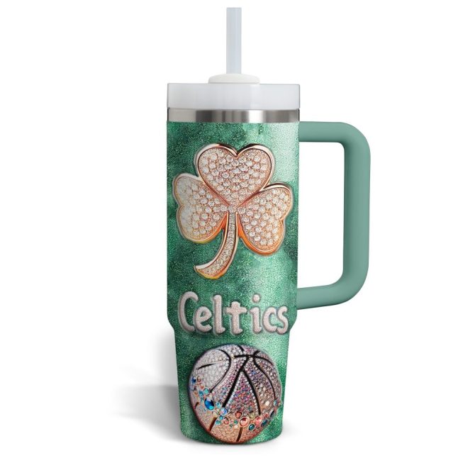 Boston Celtics Nba Custom Stanley Quencher 40Oz Stainless Steel Tumbler With Handle - Image 4