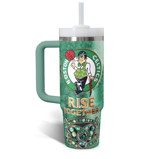 Boston Celtics Nba Custom Stanley Quencher 40Oz Stainless Steel Tumbler With Handle - Image 2