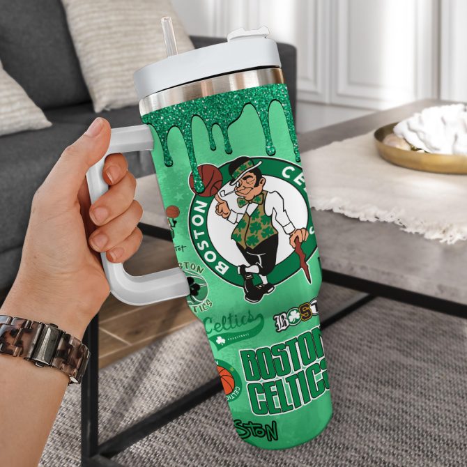 Boston Celtics Nba Custom Stanley Quencher 40Oz Stainless Steel Tumbler With Handle - Image 2