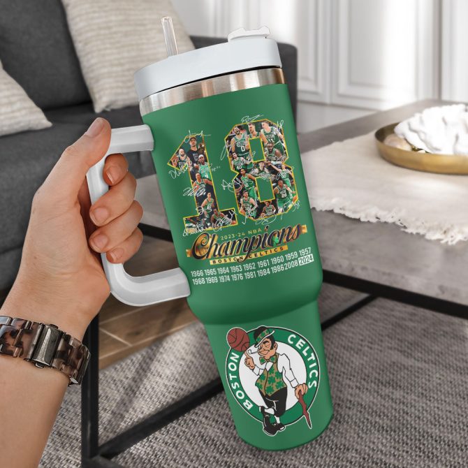 Boston Celtics Nba Custom Stanley Quencher 40Oz Stainless Steel Tumbler With Handle - Image 2