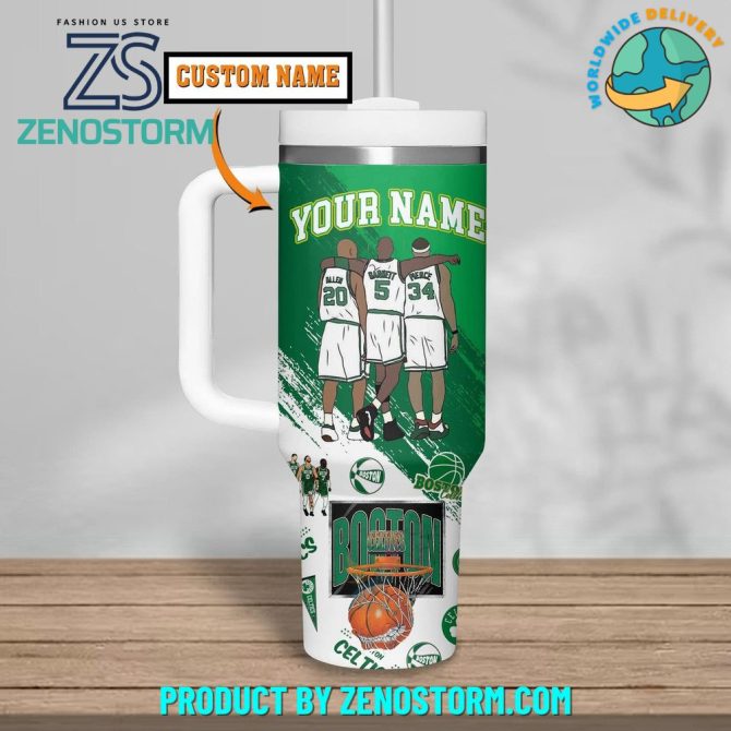 Boston Celtics Nba Custom Stanley Quencher 40Oz Stainless Steel Tumbler With Handle - Image 2