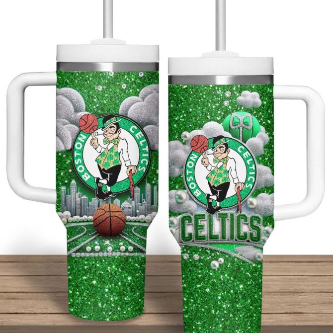 Boston Celtics Nba Custom Stanley Quencher 40Oz Stainless Steel Tumbler