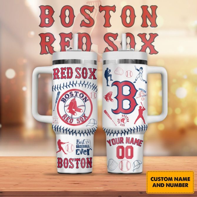 Boston Red Sox Mlb Custom Stanley Quencher 40Oz Stainless Steel Tumbler