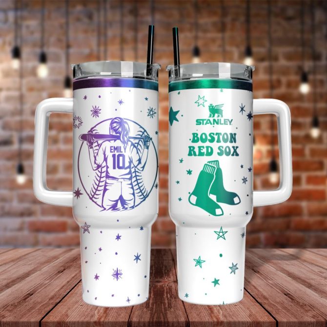 Boston Red Sox Mlb Custom Stanley Quencher 40Oz Stainless Steel Tumbler With Handle