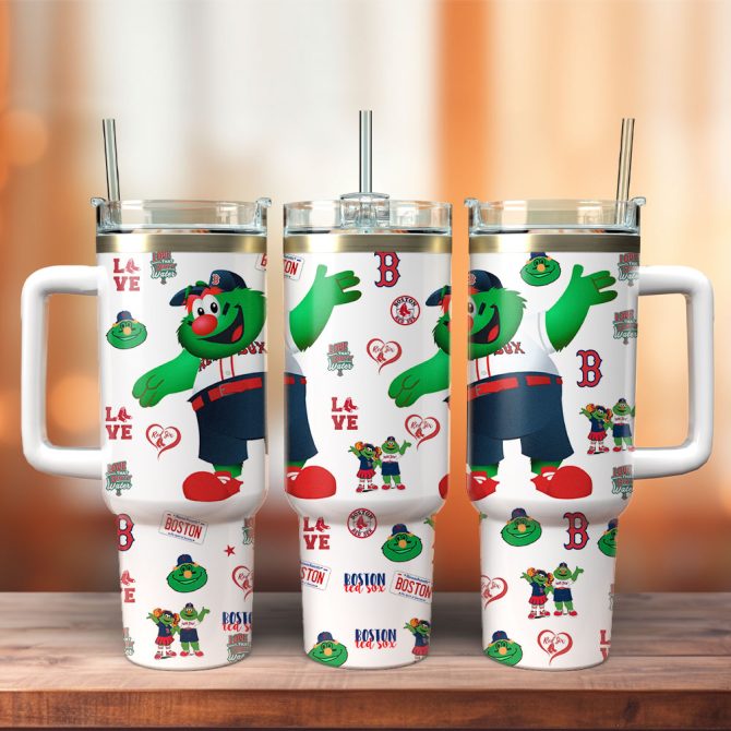 Boston Red Sox Mlb Custom Stanley Quencher 40Oz Stainless Steel Tumbler With Handle