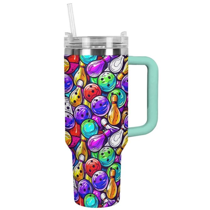 Bowling Custom Stanley Quencher 40Oz Stainless Steel Tumbler With Handle - Image 2