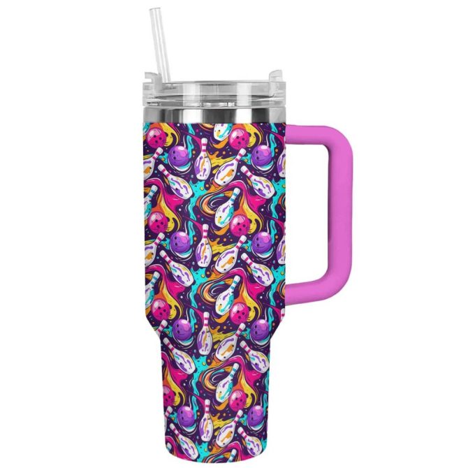 Bowling Custom Stanley Quencher 40Oz Stainless Steel Tumbler With Handle