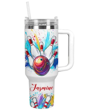 Bowling Custom Stanley Quencher 40Oz Stainless Steel Tumbler With Handle