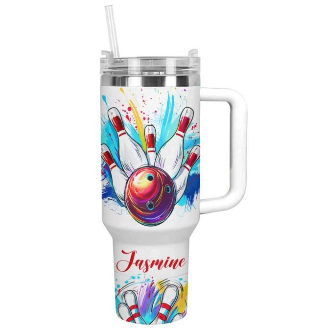 Bowling Custom Stanley Quencher 40Oz Stainless Steel Tumbler With Handle