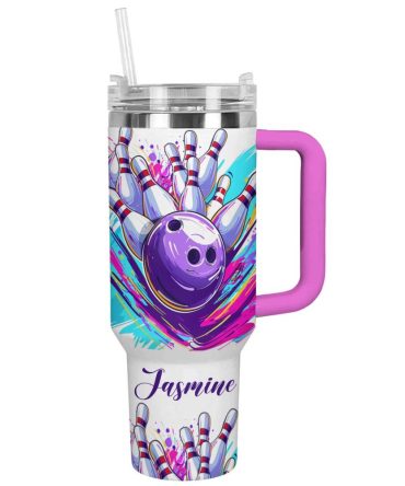 Bowling Custom Stanley Quencher 40Oz Stainless Steel Tumbler With Handle