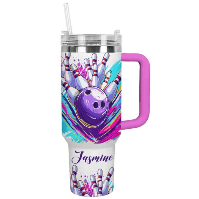 Bowling Custom Stanley Quencher 40Oz Stainless Steel Tumbler With Handle