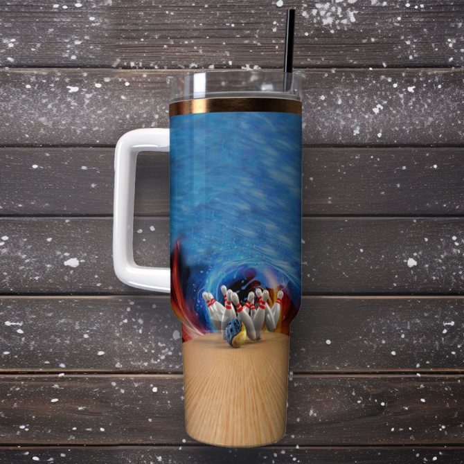 Bowling Custom Stanley Quencher 40Oz Stainless Steel Tumbler With Handle - Image 2