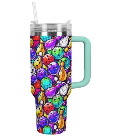 Bowling Custom Stanley Quencher 40Oz Stainless Steel Tumbler With Handle