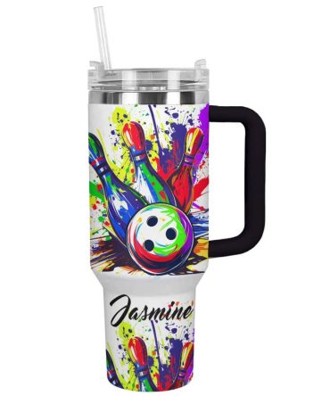Bowling Custom Stanley Quencher 40Oz Stainless Steel Tumbler With Handle