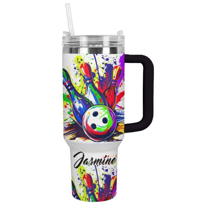 Bowling Custom Stanley Quencher 40Oz Stainless Steel Tumbler With Handle