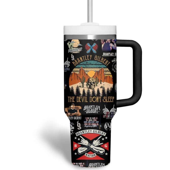 Brantley Gilbert Music Custom Stanley Quencher 40Oz Stainless Steel Tumbler - Image 4