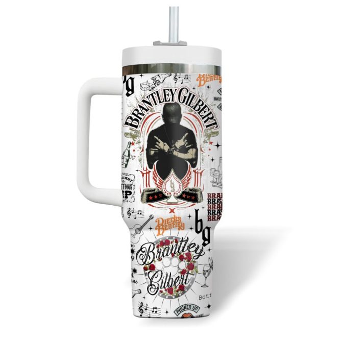 Brantley Gilbert Music Custom Stanley Quencher 40Oz Stainless Steel Tumbler - Image 4