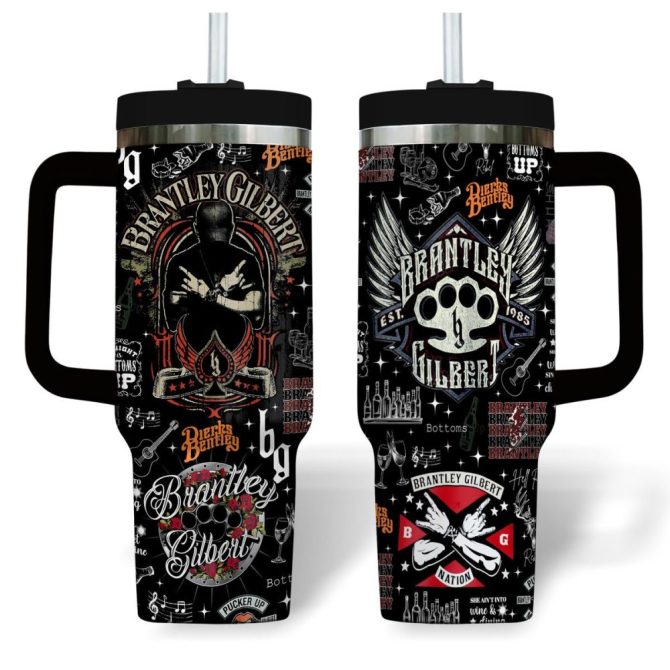 Brantley Gilbert Music Custom Stanley Quencher 40Oz Stainless Steel Tumbler