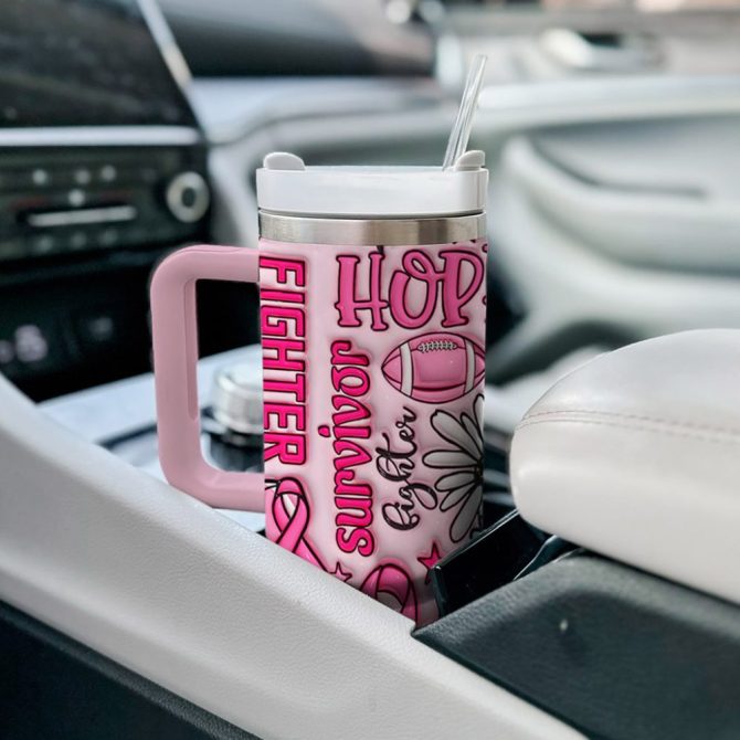 Breast Cancer Custom Stanley Quencher 40Oz Stainless Steel Tumbler - Image 3