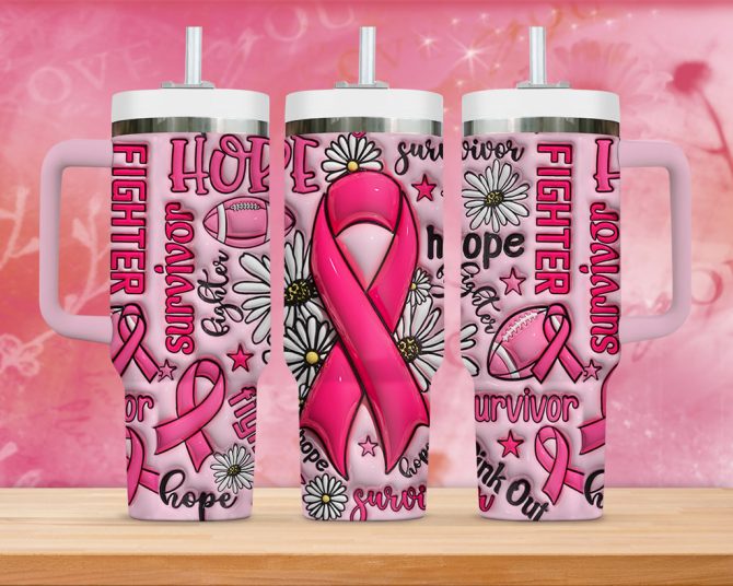Breast Cancer Custom Stanley Quencher 40Oz Stainless Steel Tumbler