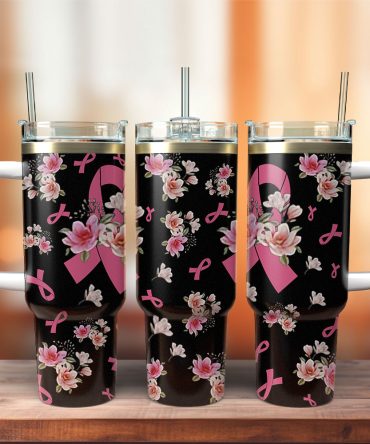 Breast Cancer Custom Stanley Quencher 40Oz Stainless Steel Tumbler With Handle