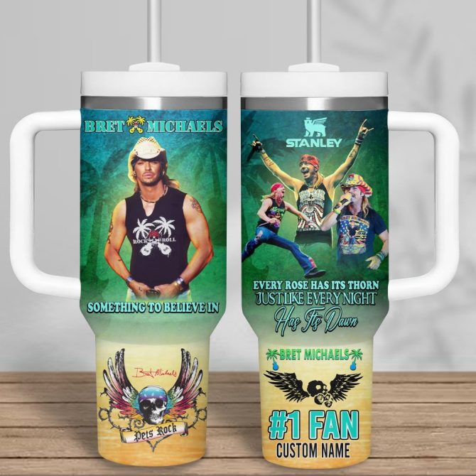 Bret Michaels Music Custom Stanley Quencher 40Oz Stainless Steel Tumbler With Handle - Image 2
