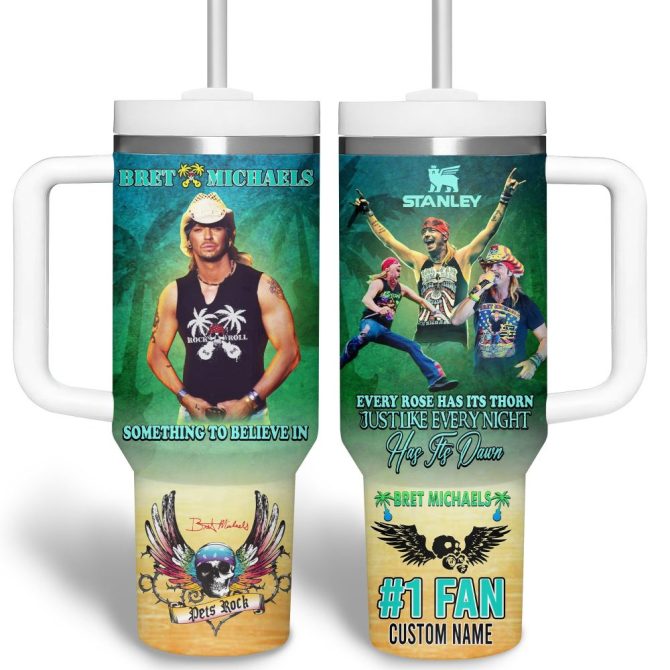 Bret Michaels Music Custom Stanley Quencher 40Oz Stainless Steel Tumbler With Handle - Image 3