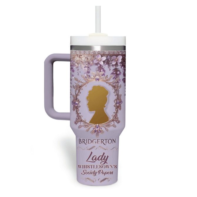 Bridgerton Movies Custom Stanley Quencher 40Oz Stainless Steel Tumbler With Handle - Image 3