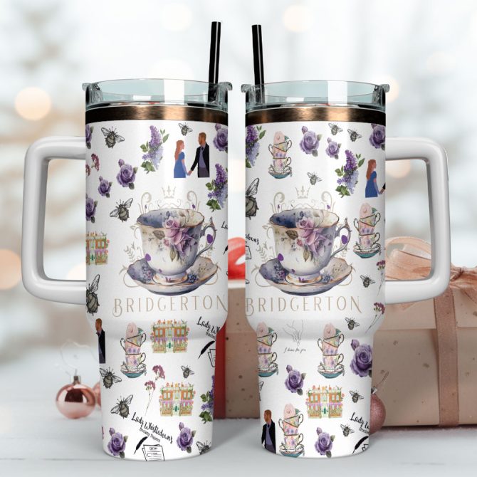 Bridgerton Tv Series Custom Stanley Quencher 40Oz Stainless Steel Tumbler With Handle - Image 4