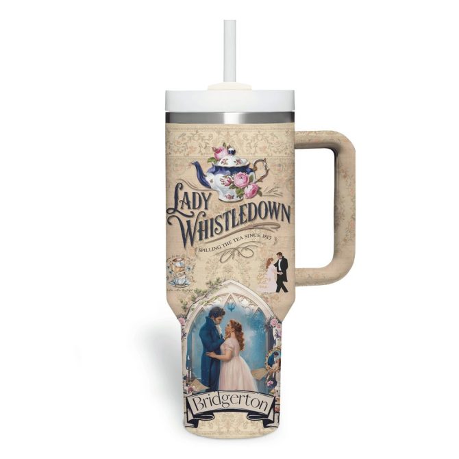 Bridgerton Tv Series Custom Stanley Quencher 40Oz Stainless Steel Tumbler With Handle - Image 4