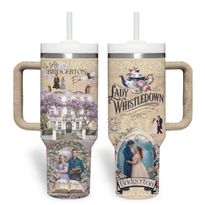 Bridgerton Tv Series Custom Stanley Quencher 40Oz Stainless Steel Tumbler With Handle - Image 2
